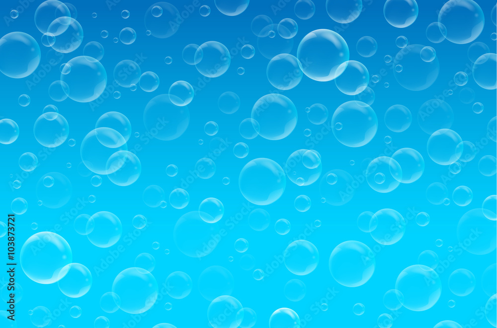 Abstract blue background with blue sky and bubble blower bubbles