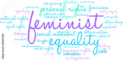 Feminist Word Cloud on a white background. 