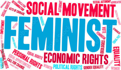 Feminism word cloud on a white background. 