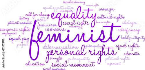 Feminist Word Cloud on a white background. 