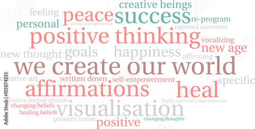 We Create Our World Word Cloud on a white background. 