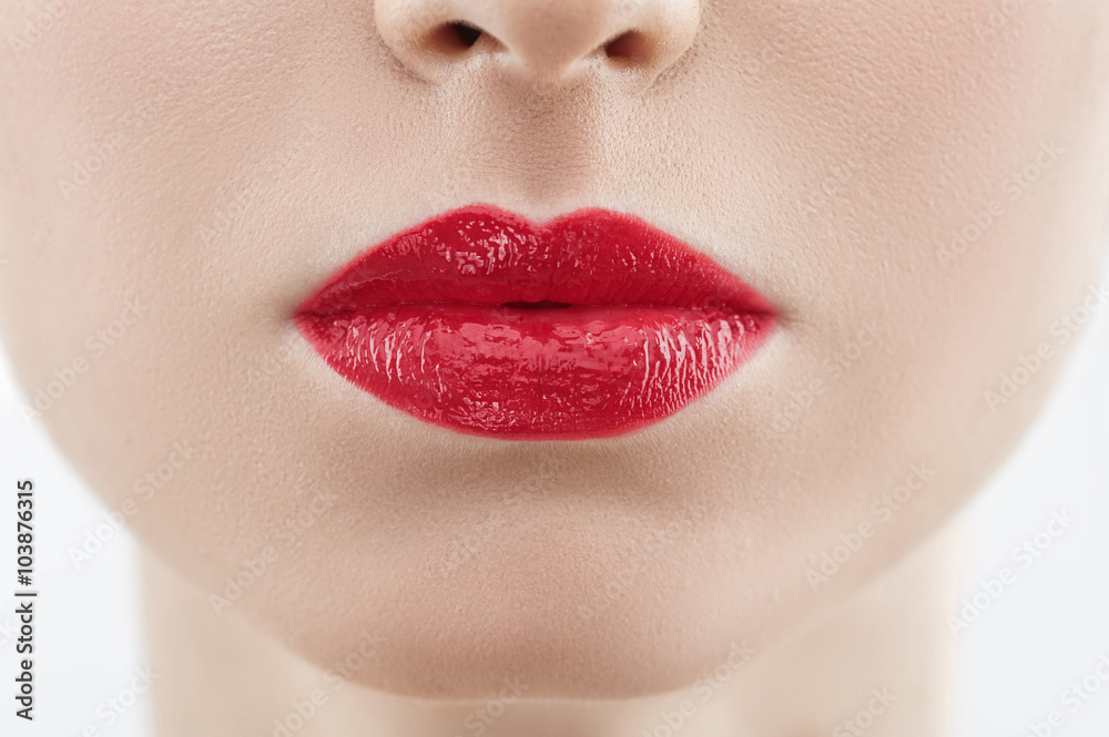 Obraz premium Attractive young woman with a seductive mouth