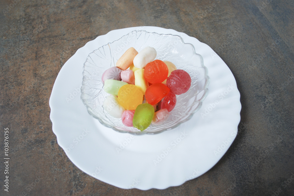 Colorful jelly candies in bowl. Colorful jelly candies in bowl.
