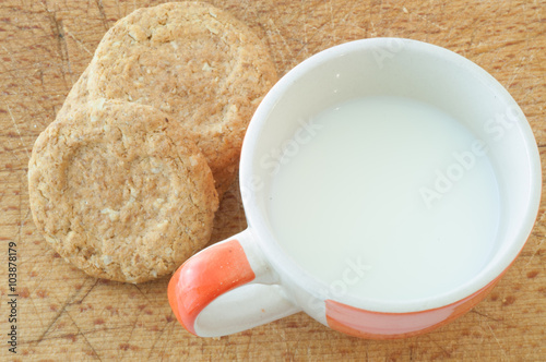 whole cookies and cup of milk