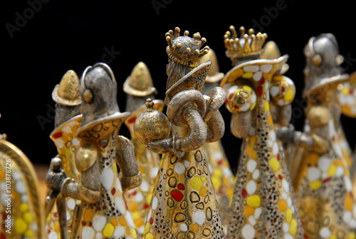 Exclusive Spanish chess made of silver, gold and precious stones.