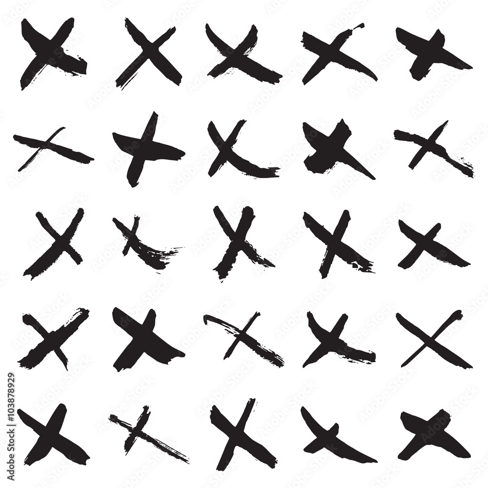 Collection of 25 hand painted X marks. Vector illustration Stock Vector ...