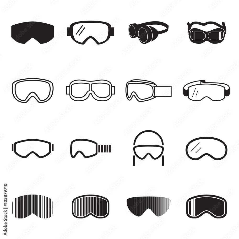 Fototapeta premium Goggles icons. Safety glasses icons. Vector illustration
