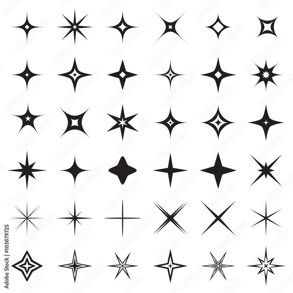 Sparkle stars icons. Symbols of sparkle, glint. gleam, etc. Vector illustration Sparkle stars icons. Symbols of sparkle, glint. gleam, etc. Vector illustration