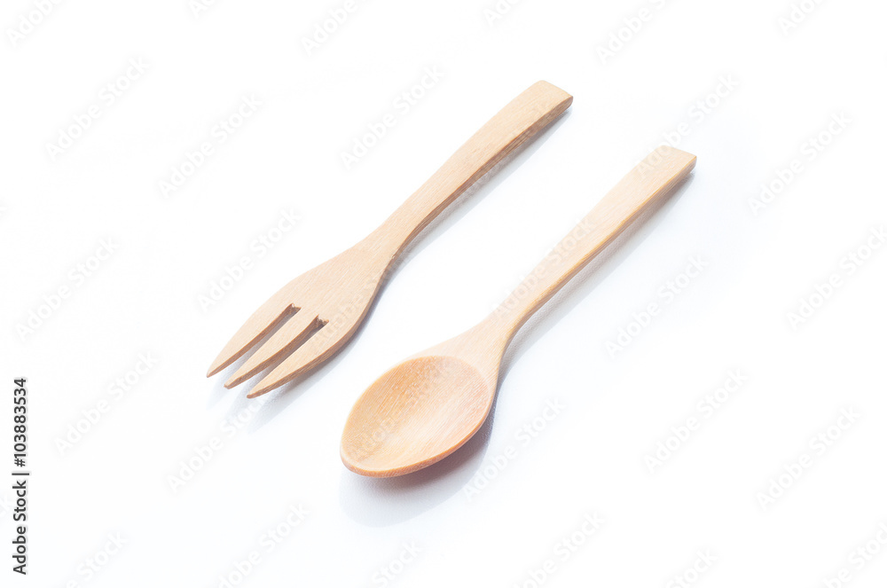 Wood spoon and fork