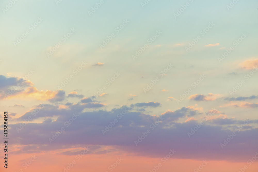 beautiful sunset or sunrise with orange colored clouds background  