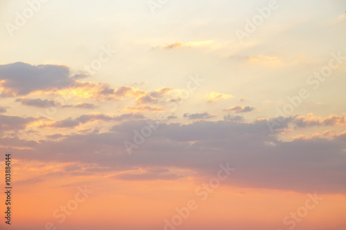 beautiful sunset or sunrise with orange colored clouds background 