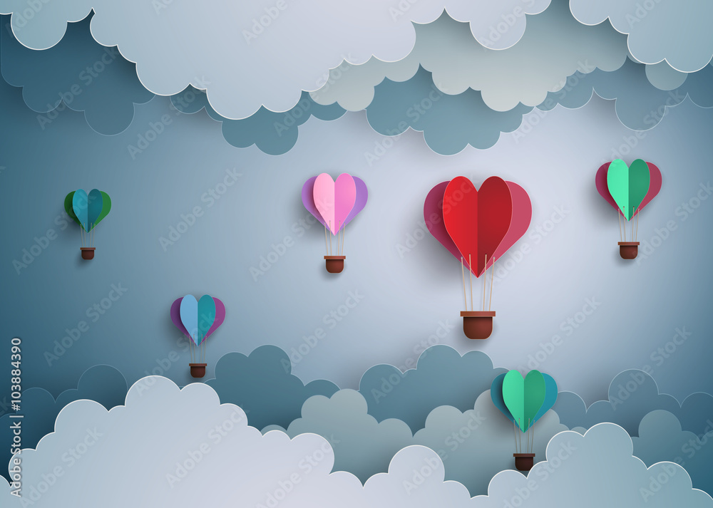 Obraz premium hot air balloon in a heart shape.