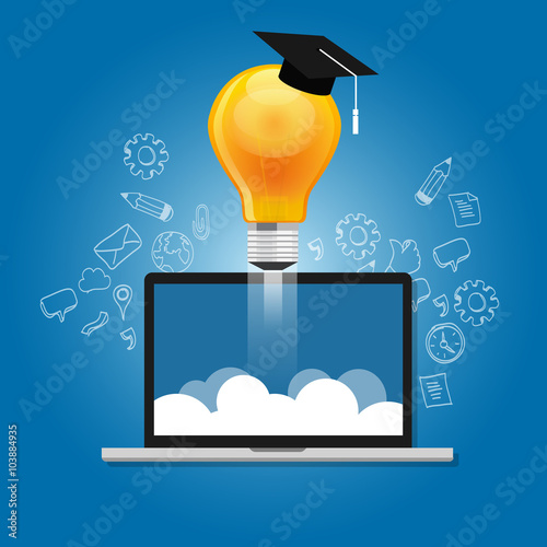 online education learning laptop e-learning computer internet study concept idea