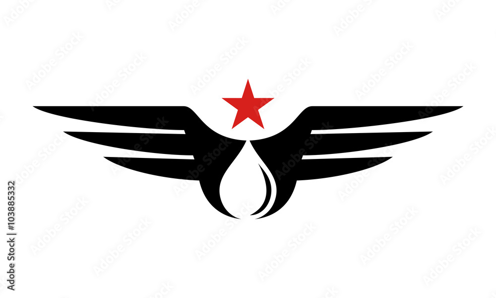 Obraz premium illustration logo combination from wing and water logo design concept