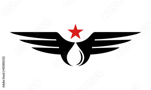 illustration logo combination from wing and water logo design concept