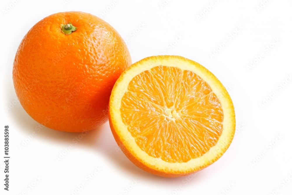 Navel Orange on White Backgtound Navel Orange on White Backgtound