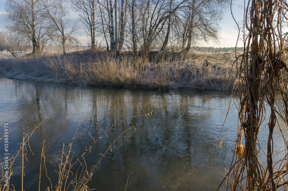 Spring landscape with river Spring landscape with river