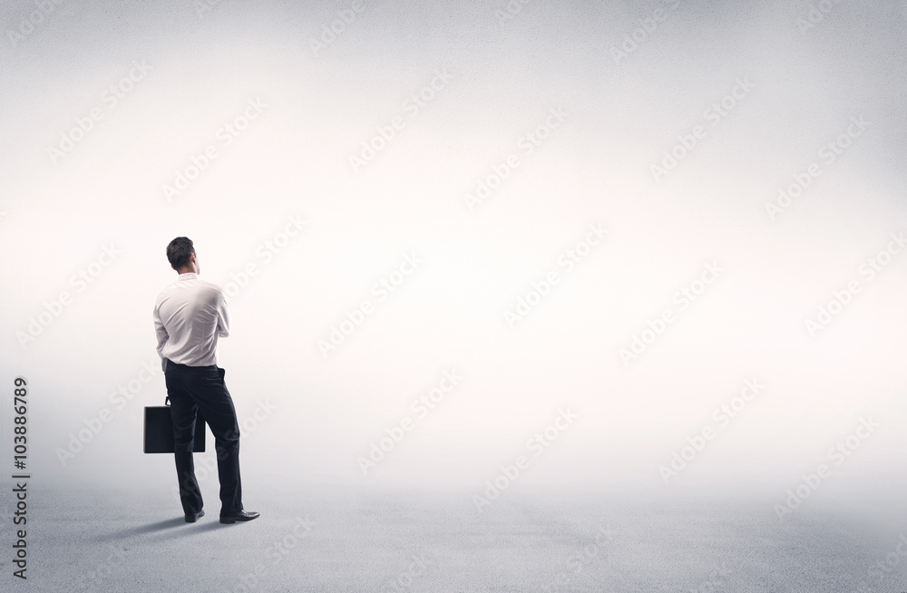 Sales person with empty white background Sales person with empty white background