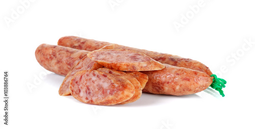 Chinese Sausages isolated on the white background