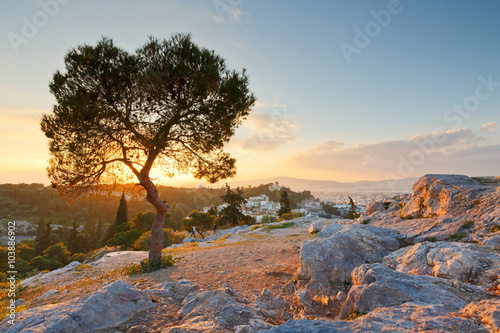 View of Thissio dominated by the National Observatory from Areopagus hill. © milangonda