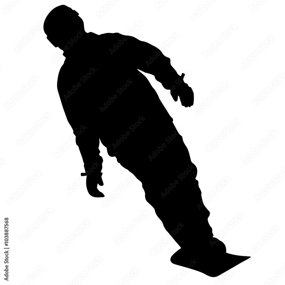 Black silhouettes snowboarders on white background. Vector illu Black silhouettes snowboarders on white background. Vector illu