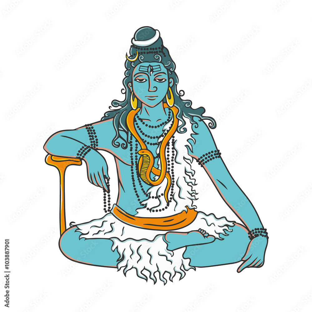 cartoon doodle Lord Shiva in meditation Stock Vector | Adobe Stock