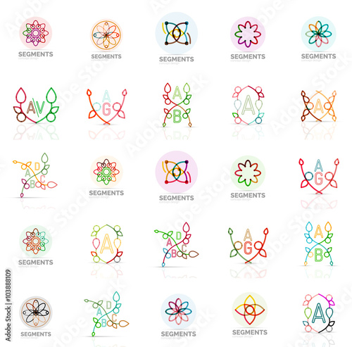 Linear abstract logos, letters, swirls