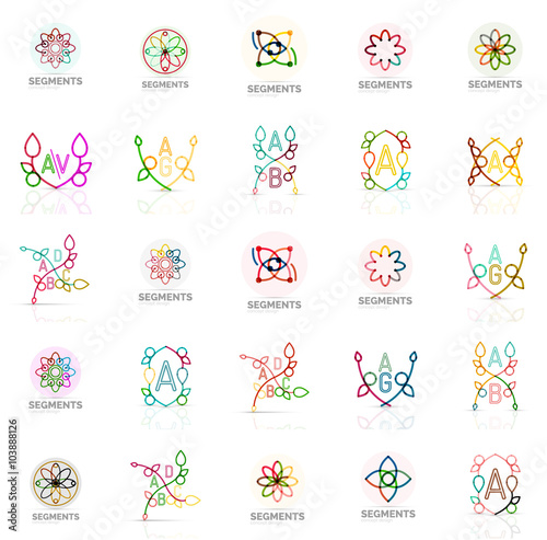 Linear abstract logos, letters, swirls