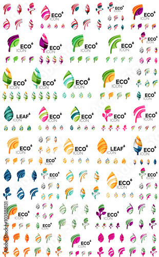 Set of geometric design eco leaves  go green nature concepts