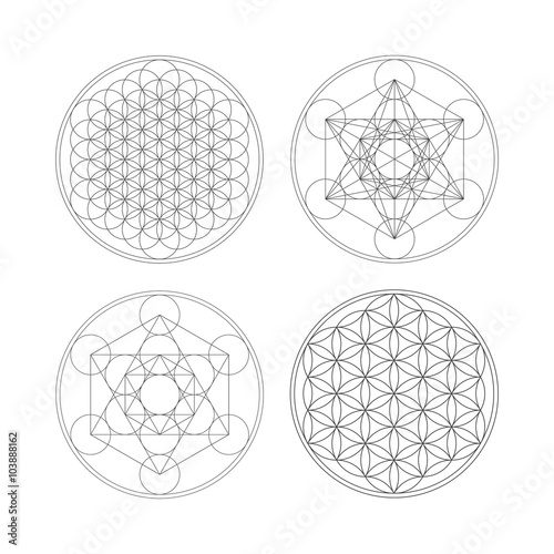 Metatrons Cube and Flower of life.