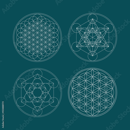 Metatrons Cube and Flower of life.