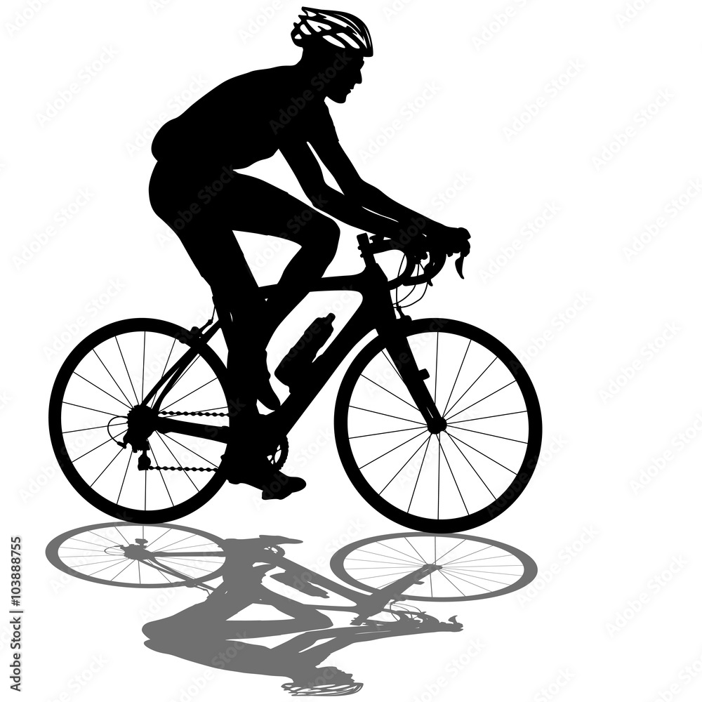 Naklejka premium Silhouette of a cyclist male. vector illustration.