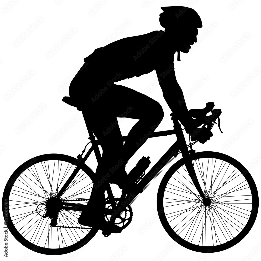 Obraz premium Silhouette of a cyclist male. vector illustration.
