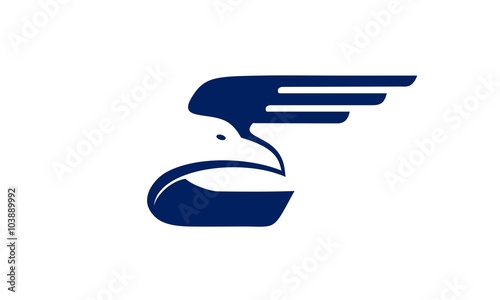 Elements of the concept logo eagles' wings to fly colorful as letters and initials in 3D logo and a logo or a color flat-panel