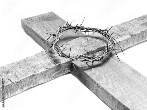 The crown of thorns and the cross of Jesus Christ photo