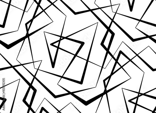 Abstract vector seamless white background of black lines. 