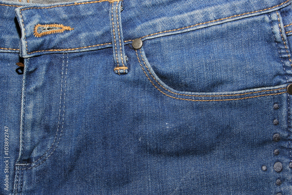 Pocket, zip, buttonholeon blue jeans texture Pocket, zip, buttonholeon blue jeans texture