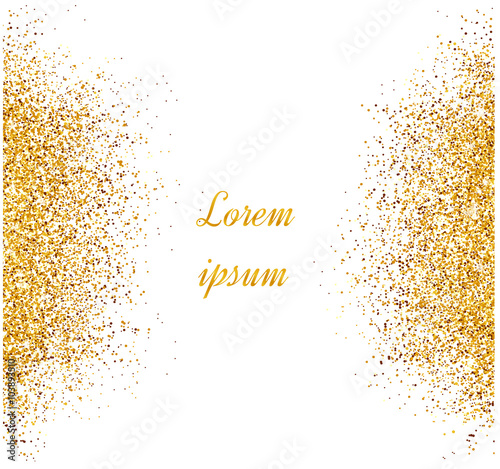 Abstract gold background. Gold background for card. Gold glitter. Gold sparkles on white background.