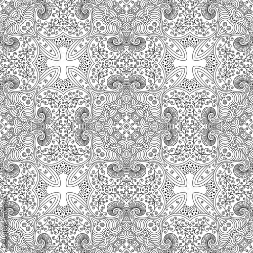  Black and white seamless pattern psychedelic.