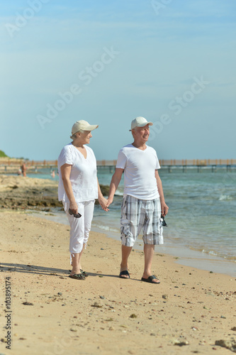 Old couple on sea beach