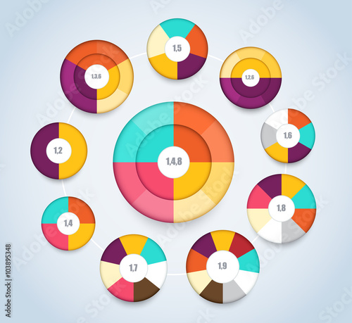 Multi level pie chart template for presentation. vector illustra