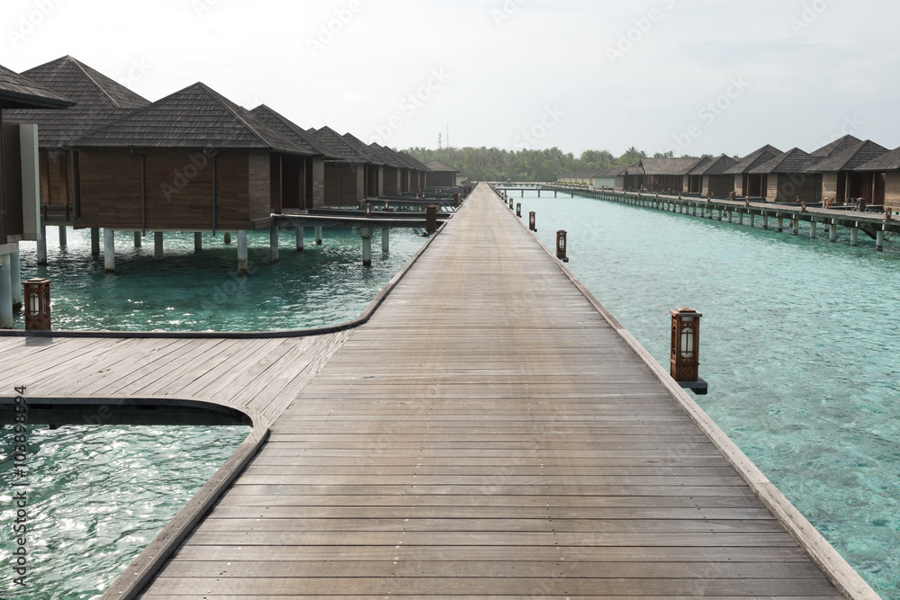 Maldives. Villa piles on water