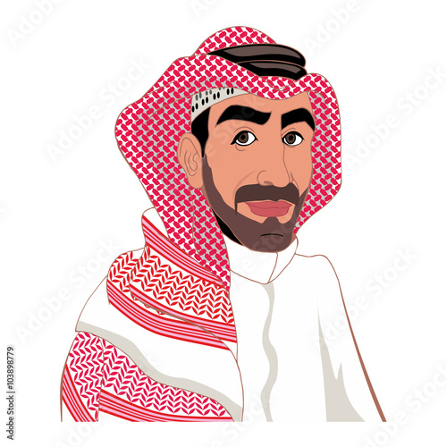 Arab,muslim,in keffiyeh and traditional clothing,with quran