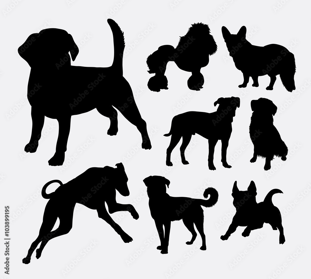 Dog pet animal silhouette 03. Good use for symbol, logo, web icon, mascot, sign, sticker design, or any design you wany. Easy to use.
