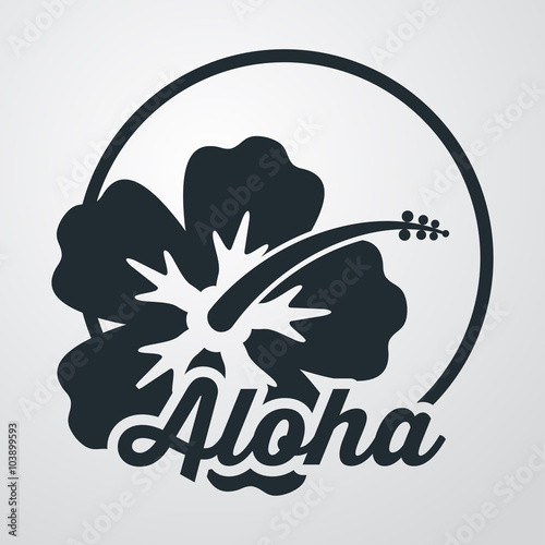 Icono plano Aloha en hibisco en fondo degradado