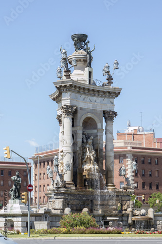 Central monument next to the plaza de Espana located in Barcelon