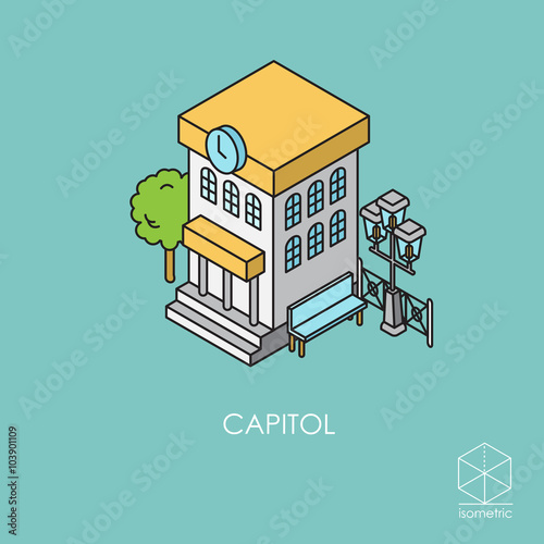 Isometric vector icon city hall photo