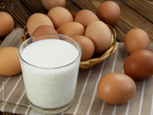Eggs and a glass of milk