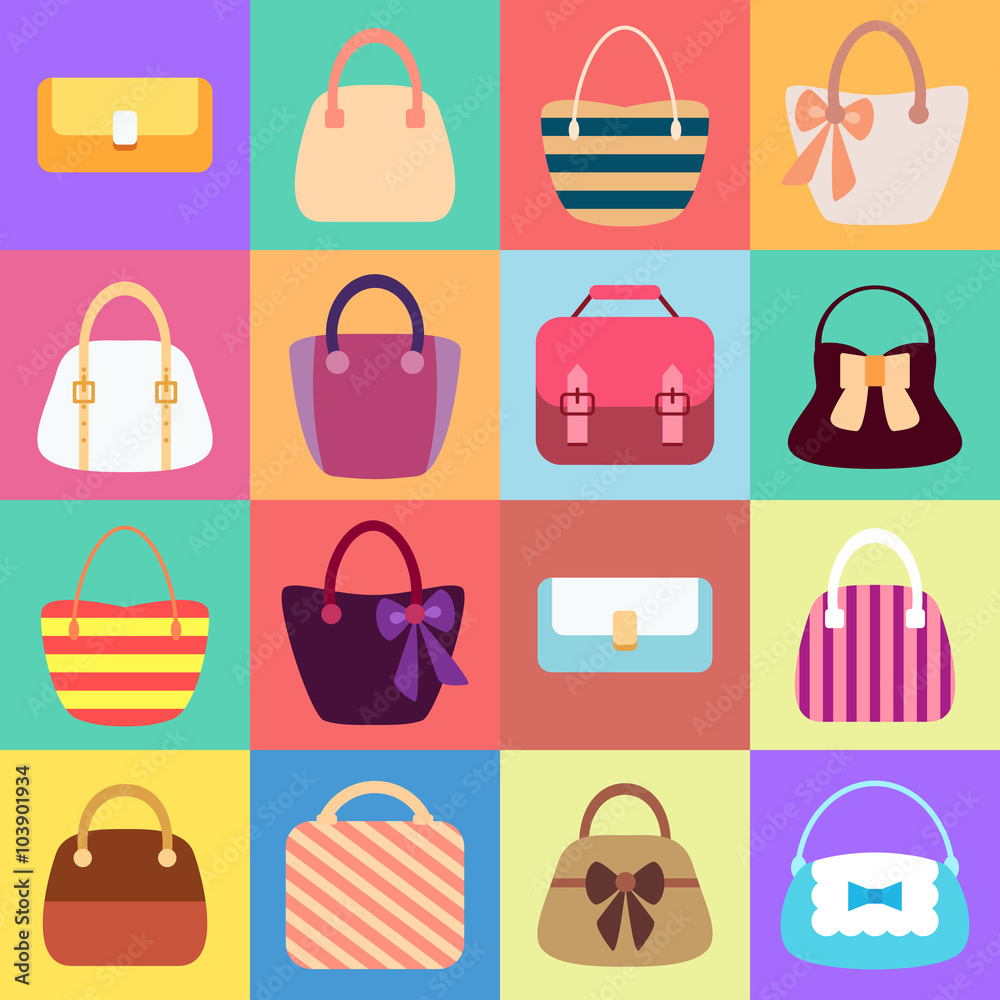 Collection of Retro Woman Bags Seamless Background Collection of Retro Woman Bags Seamless Background