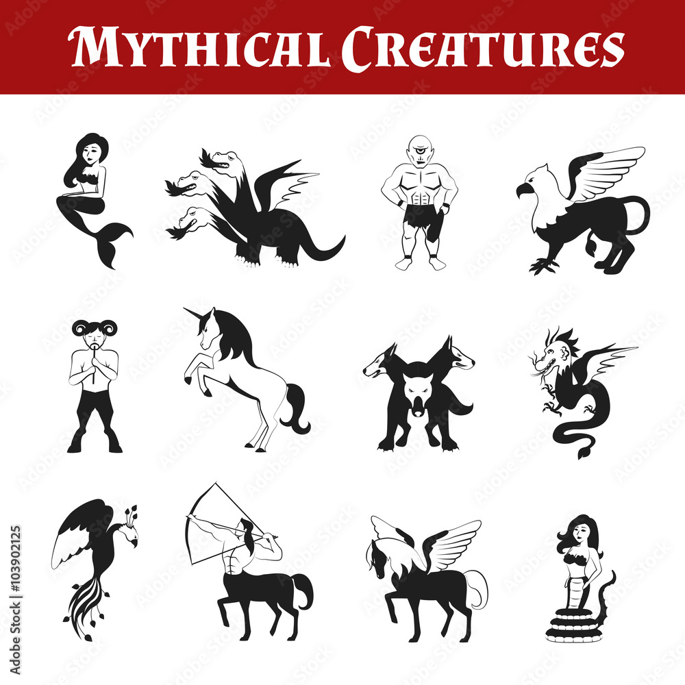 Obraz premium Mythical Creatures Black And White